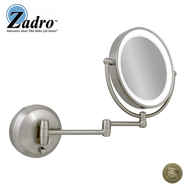 Zadro(ザドロ) / LEDW410 (サテンニッケル) [鏡面 18cm] 【等倍率 / 10倍率】 壁面取り付け型拡大鏡(ライト付) - 【アメリカブランド】