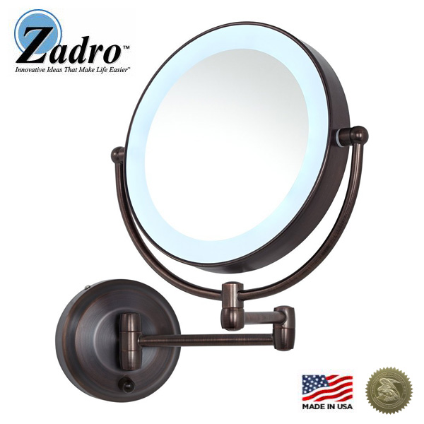 Zadro(ザドロ) / LEDW810 (ブロンズ) [鏡面 18cm] 【等倍率 / 10倍率】 壁面取り付け型拡大鏡(ライト付) - 【アメリカブランド】
