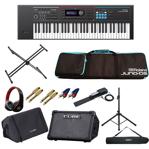 【電池駆動CUBE-STEXセット】 Roland(ローランド) / JUNO-DS61 スピーカースタンド、ケースセット