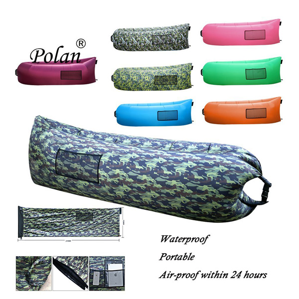 Polan (ポラン) / nflatable Sleeping Bag,Portable Beach Lazy Bag,Air Sleep Sofa Lounge,Sleeping air bed,Hangout Camping Bed,Sofa,Couch ( navy green ) 《エアーソファー》 - アウトドアグッズ -
