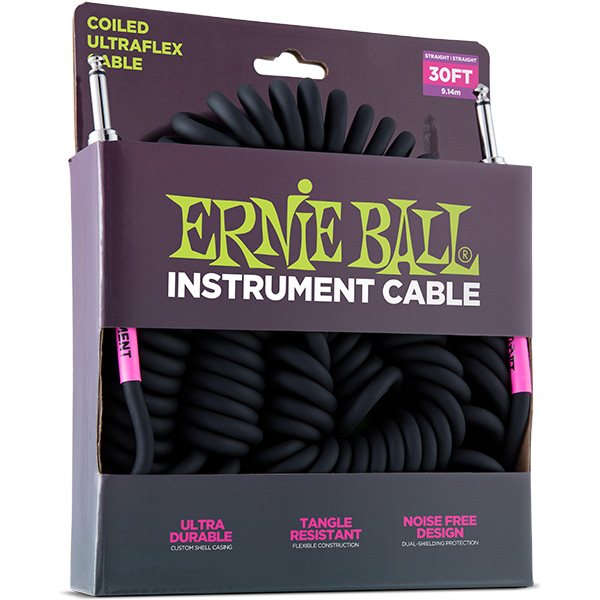 ERNIE BALL(アーニーボール)/6044　30' COILED STRAIGHT/STRAIGHT INSTRUMENT CABLE - BLACK/エレキギター用ケーブル