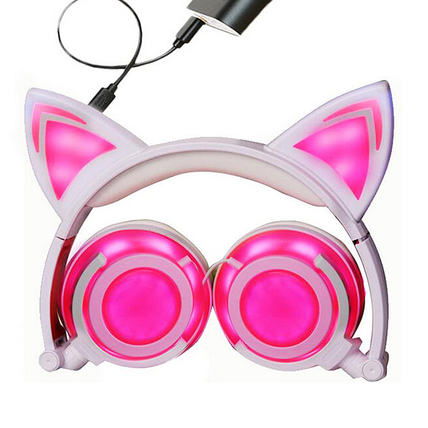 SOVAWIN / 光るネコ耳ヘッドホン （充電式折りたたみタイプ）PINK