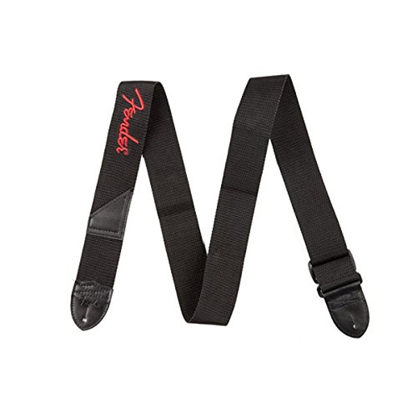 FENDER(フェンダー) / BLACK POLYESTER LOGO STRAPS (Black with Red Logo) ギターストラップ
