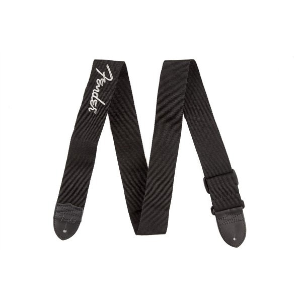 FENDER(フェンダー) / BLACK POLYESTER LOGO STRAPS (Black with Grey Logo) ギターストラップ