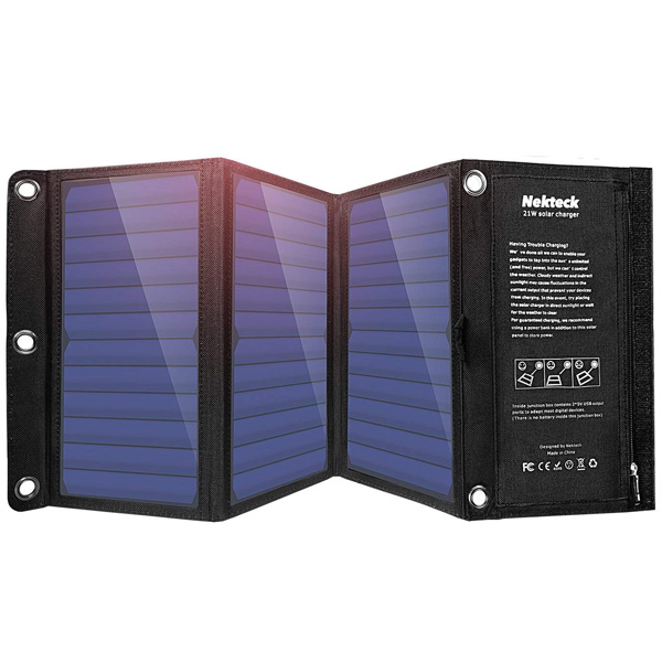 Nekteck / 21W Solar Charger - 21W ソーラー 2ポート USB 充電器 iPhone、iPad、Galaxy S6 / S7 / Edge / Plus、Nexus 5X / 6P 対応 -