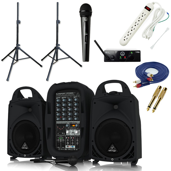 【ワイヤレスマイク1本PAセット】Behringer(ベリンガー) / PPA500BT EUROPORT / WMS40 PRO MINI VOCAL SET 《講演 ・イベントに最適》