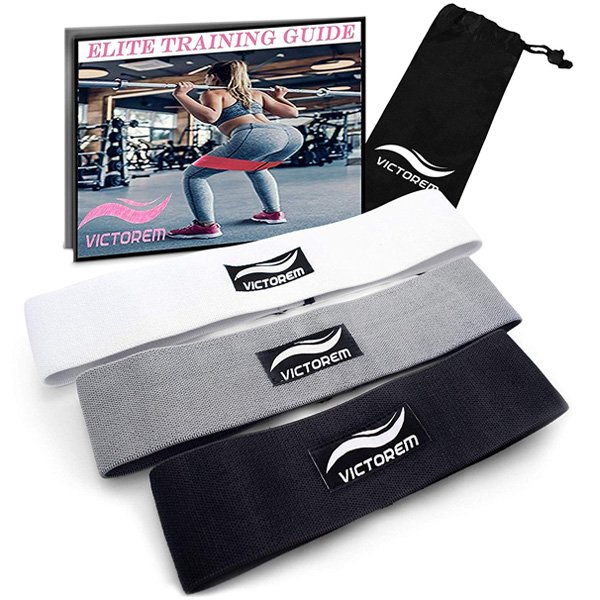 Victorem Booty / Hip Exercise Bands(Black、Grey、White) エクササイズバンド - 大臀筋と太ももを活性化 スクワット エクササイズ ワークアウト -