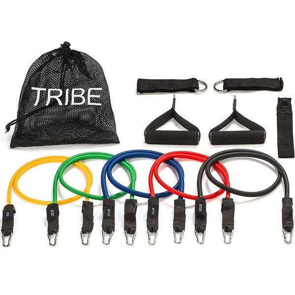 Tribe(トライブ) / 11PC Premium Resistance Bands Set エクササイズチューブ・バンド 5種類セット 【キャリングケース付】