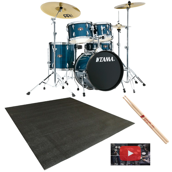 【マット付セット】 TAMA(タマ) / IMPERIALSTAR（インペリアルスター） [IE58H6HC-HLB(ヘアライン・ブルー)] - 18インチバスドラムセット -