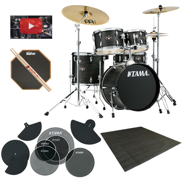 【自宅練習用セット】 TAMA(タマ) / IMPERIALSTAR（インペリアルスター） [IE58H6HC-BOW(ブラック・オーク・ラップ)] - 18インチバスドラムセット -