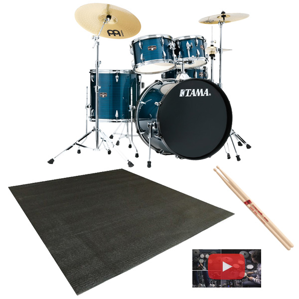【ドラムマット付き】 TAMA(タマ) / IMPERIALSTAR（インペリアルスター） [IE52KH6HC-HLB(ヘアライン・ブルー)] - 22インチバスドラムセット -