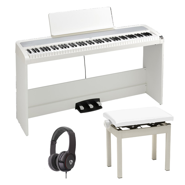 【高低自在イスセット】 Korg(コルグ) / B2SP (ホワイト) DIGITAL PIANO デジタルピアノ 【専用スタンド、3本ペダル・ユニット付属】