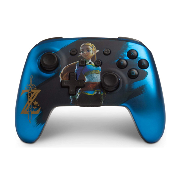 PowerA / Satin Blue Chrome Zelda ゼルダの伝説  / 海外限定品 公式ライセンス品 / Nintendo Switch用  Bluetooth ゲーム コントローラー