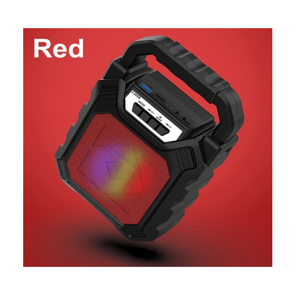 Unknown / Bluetooth・AUX3.5mm・USBメモリ・microSDカード対応 / 充電式 ポータブル LED スピーカー(レッド) 【パッケージ無し・バルク商品】