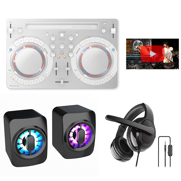【partyスピーカー+ヘッドセット】 Pioneer DJ(パイオニア) / DDJ-WeGO4-W (ホワイト) 【rekordbox dj】iPad 「WeDJ」対応 DJコントローラー 【生産完了特価】 3大特典セット