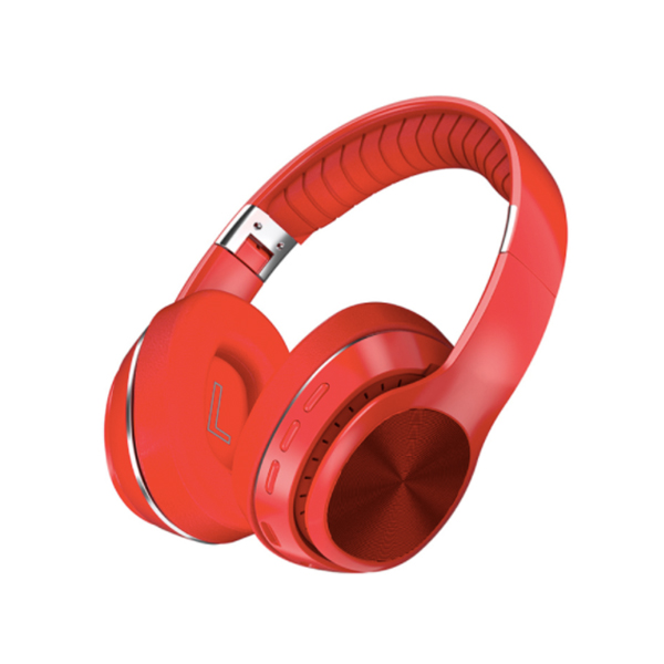Bluetooth対応ワイヤレスヘッドホン(レッド) / 低音ズンズン DJ用 TFカード対応 多機種対応 マイク付 折りたたみ式 ポータブル 防水 スマホ ゲーム パソコン