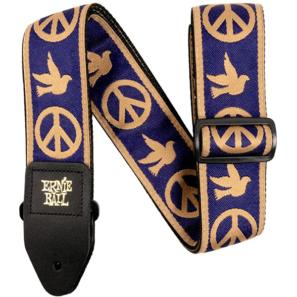 ErnieBall(アーニーボール) / Jacquard Guitar Strap / Navy Blue and Beige Peace Love Dove / ギターストラップ 【輸入品】