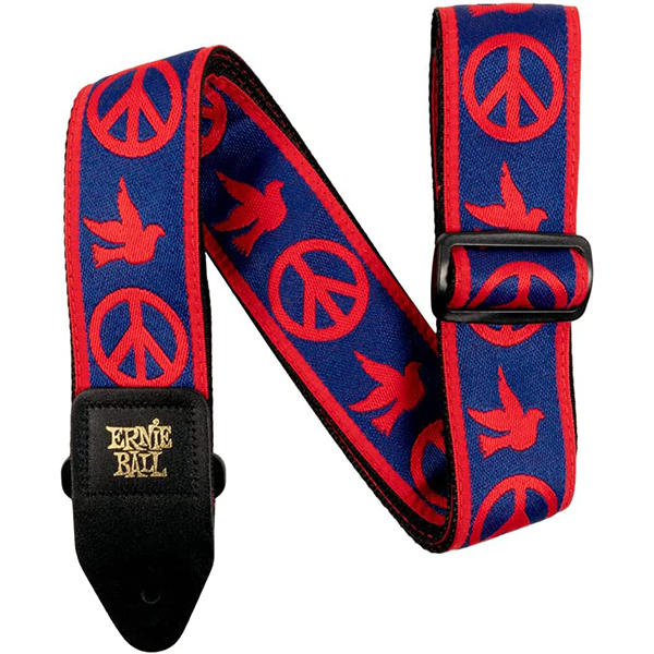 ErnieBall(アーニーボール) / Jacquard Guitar Strap / Red and Blue Peace Love Dove / ギターストラップ 【輸入品】