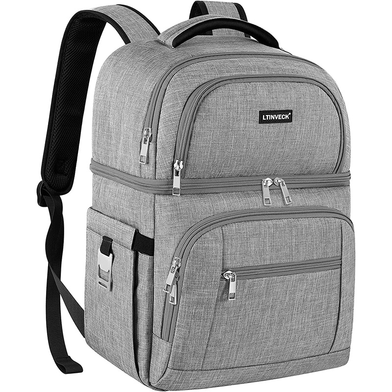 LTINVECK / クーラーバックパック、30缶断熱バックパッククーラー漏れ防止ダブルデッキクーラーバッグ男性用女性用RFIDランチバックパック