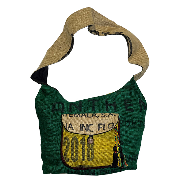 ジュートショルダーメッセンジャーバッグ(グアテマラ製 ・手作り)Jute Shoulder Messenger Bag GRNカラー / GUATEMALART