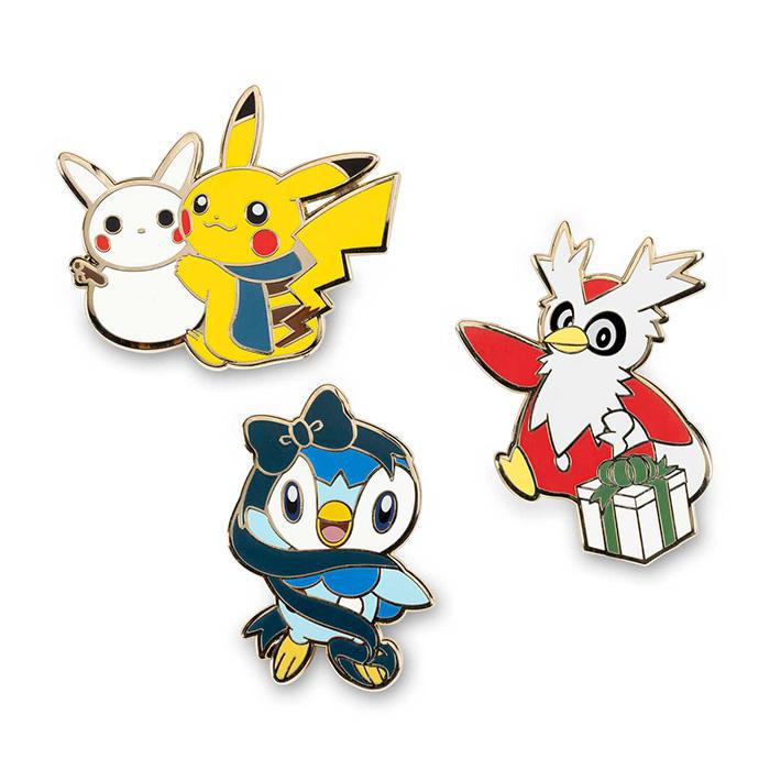Pokemon Center(ポケモンセンター) /Pok mon Holiday Joy Pok mon Pins (3-Pack) / 海外限定 ポケモン ピカチュウ&ポッチャマ&デリバード ピン
