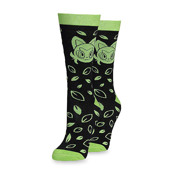 ニャオハ ブラック&グリーン クルーソックス 靴下 (ワンサイズ/大人用) Sprigatito Black & Green Crew Socks (One Size-Adult) / Pokemon Center(ポケモンセンター)