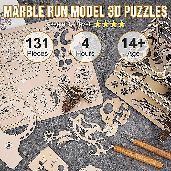 日本買取 Rowood Marble Run 3Dパズル 木製タウンモデル 大人用 DIY
