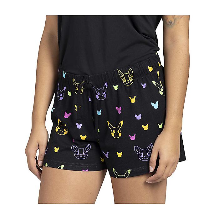 ピカチュウ&ワンパチ ショーツ ショートパンツ 部屋着 パジャマ ブラック S レディース Pikachu & Yamper Electric Pals Black Sleep Shorts - Women / Pokemon Center(ポケモンセンター)