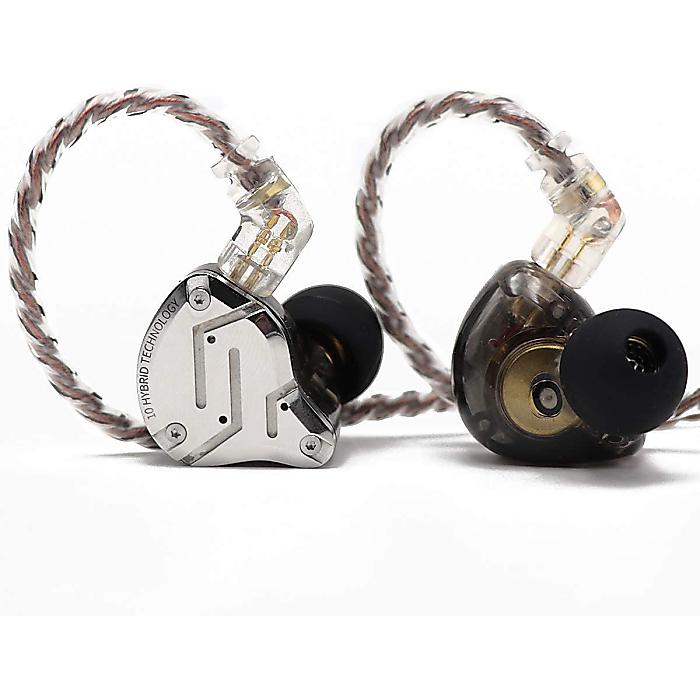 Linsoul KZ ZS10 Pro, 4BA+1DD 5 ドライバーインイヤー HiFi ステンレス鋼フェースプレート、2 ピン脱着ケーブル (ブラック マイク無)