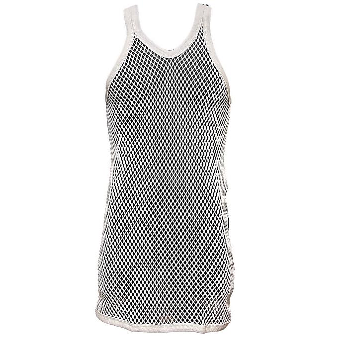 網シャツ メッシュタンクトップベスト (XLサイズ) Mesh String Vest - White(ホワイト) / Roots & Culture(ルーツアンドカルチャー)
