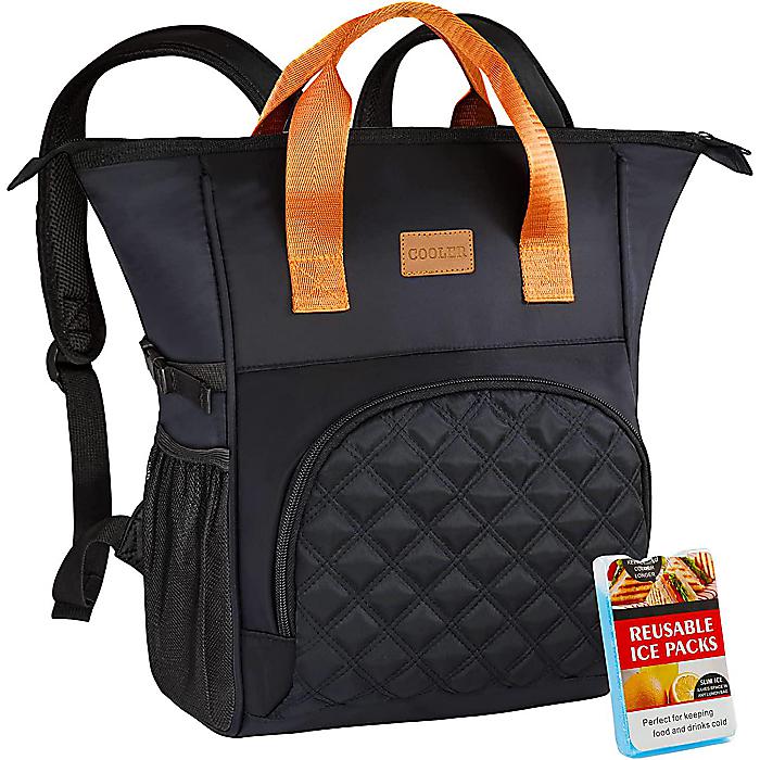 BAGSPRITE / クーラーバックパック 20L 24缶 Black / ランチバッグ ソフトクーラーバッグ ポータブル 軽量 ビーチ 旅行 キャンプ アウトドア