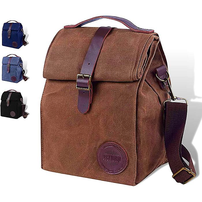 ASEBBO / 断熱ランチバッグ クーラーバッグ 10L Brown / 男女兼用 漏れ防止 ショルダーストラップ付き 仕事 ピクニック ハイキング