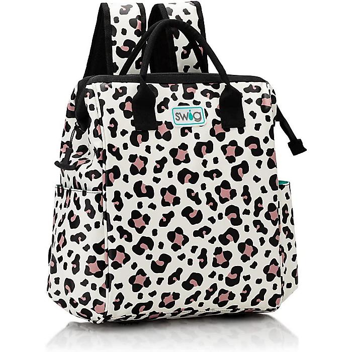 Swig Life / Packi 可愛いデザインのバックパッククーラー 16L (Luxy Leopard) / ポータブル 軽量 防水 高耐久ジッパー付き ビーチバックパック ソフトクーラー プール ボート キャンプ