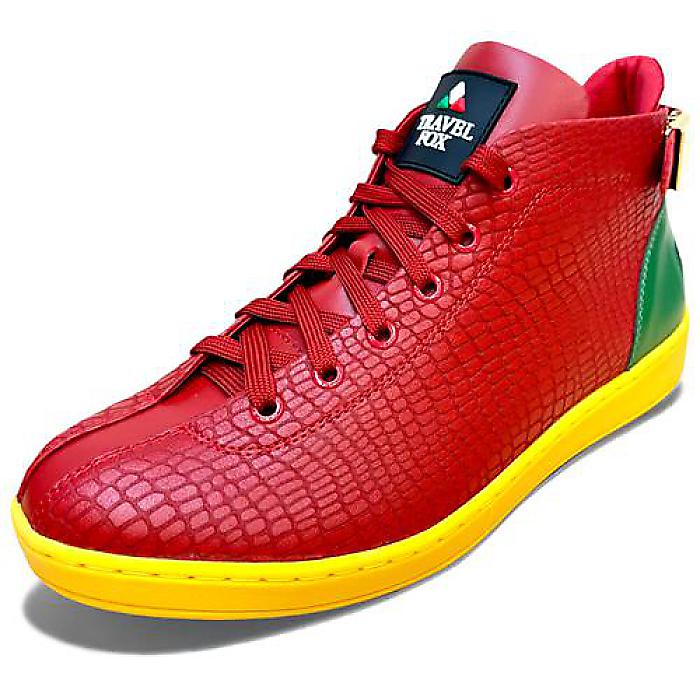 ハイカットシューズ レザー スニーカー ラスタカラー US9.5(27.5cm) / RD Rasta Malibu Shoes / TRAVEL FOX(トラベルフォックス)