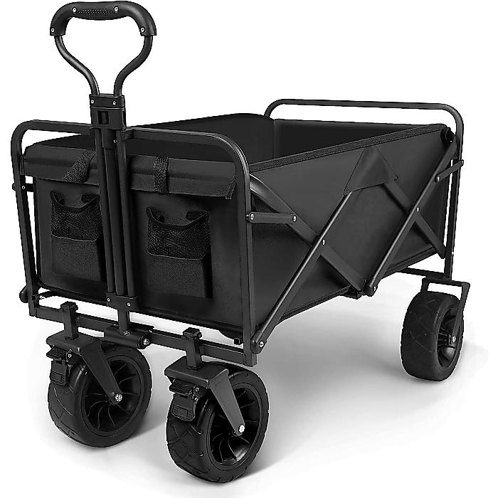 COOZMENT(クーズメント) / 折り畳み式ワゴンカート / 巨大車輪 / 耐荷重127kg【ブラック】