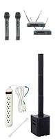 【安定品質ワイヤレスマイク２本/PAセット】K.W.S / C-Porter200BT ブルートゥース対応軽量コラムスピーカー(セミナー・講演・スピーチ) 4大特典セット