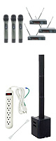 【安定品質ワイヤレスマイク3本/PAセット】K.W.S / C-Porter200BT ブルートゥース対応軽量コラムスピーカー(セミナー・講演・スピーチ) 5大特典セット