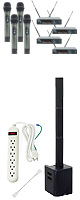 【安定品質ワイヤレスマイク4本/PAセット】K.W.S / C-Porter200BT ブルートゥース対応軽量コラムスピーカー(セミナー・講演・スピーチ) 6大特典セット