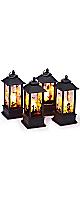 Halloween Lanterns 4 Pack Orange LED Lamp Lights, Skeleton Owl Bat Castle Hanging Decorative Lanterns for Home Party Bar