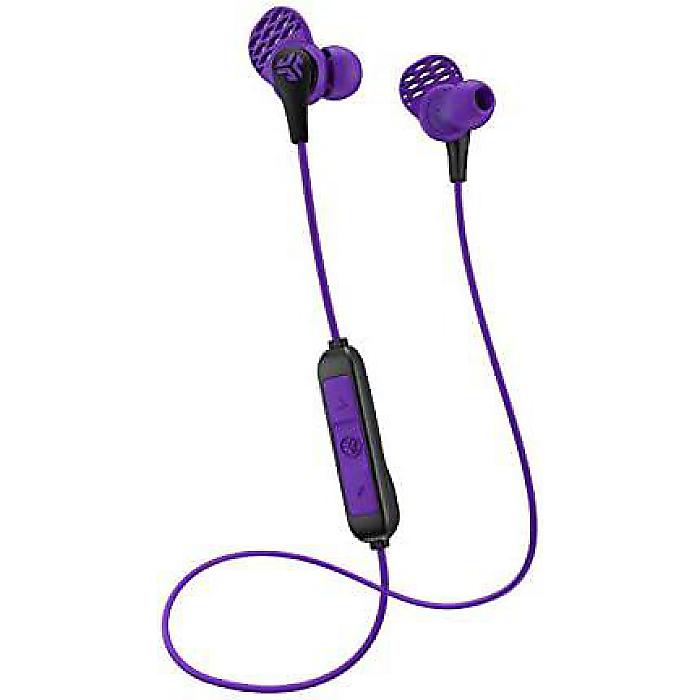 JLab Audio JBuds Pro Bluetooth シグネチャーイヤホン,10mmチタンドライバー,6時間バッテリー寿命,音楽コントロール,ノイズアイソレーション,Bluetooth 4.1追加ジェルチップ,クッションフィン,ブラック/パープル