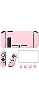 OLDZHU Pink Switch Joy-Con Case Kit: Cover, Glass Screen Protector, Thumb Grips