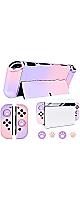 DLseego Nintendo Switch OLED Case+Screen Protector   Pink  Purple, Anti-Scratch, Cute Thumb Grips