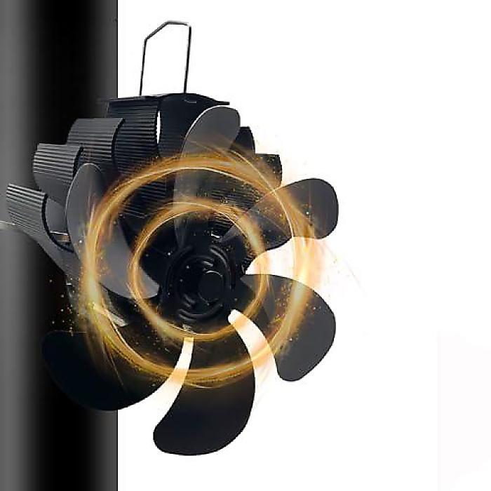 6Blades Wood Stove Fan(ウッドストーブファン) Chimney-Bundled Type, Heat Powered, Low Noise, Eco-Friendly Log Burner Metal Pipe, Speed Up Air Circulating for Heat Distribution