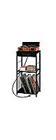 Record Player Stand with USB Ports and Power Outlets, Industrial Black Vinyl Record Storage Charging Station Table