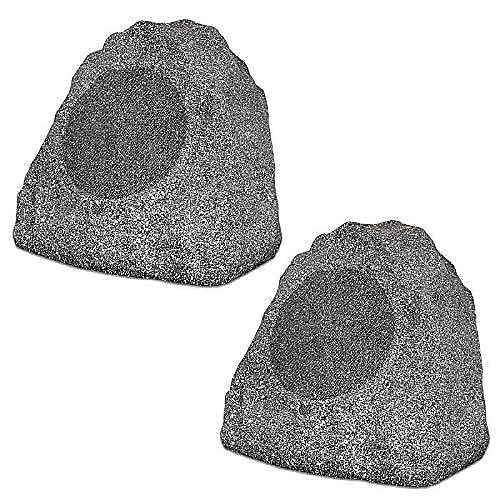 Theater Solutions 2R8G Outdoor Granite 8” Rock 2 Speaker Set for Deck Pool Spa Yard Garden, Granite Grey→ Theater Solutions 2R8Gアウトドアグラナイト8インチロックスピーカーセット、グラナイトグレー