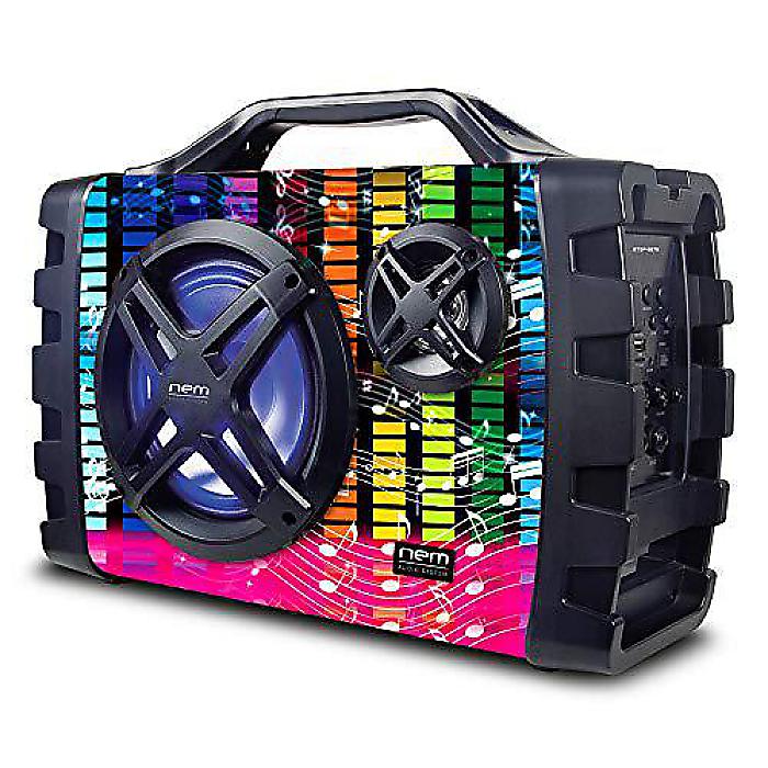 Mobi7e ワイヤレスBluetooth スピーカー NFC USB録音 充電可能バッテリー LED ライト AUX入力 FMラジオ MP3システム マイク/ギター入力 ストラップ付