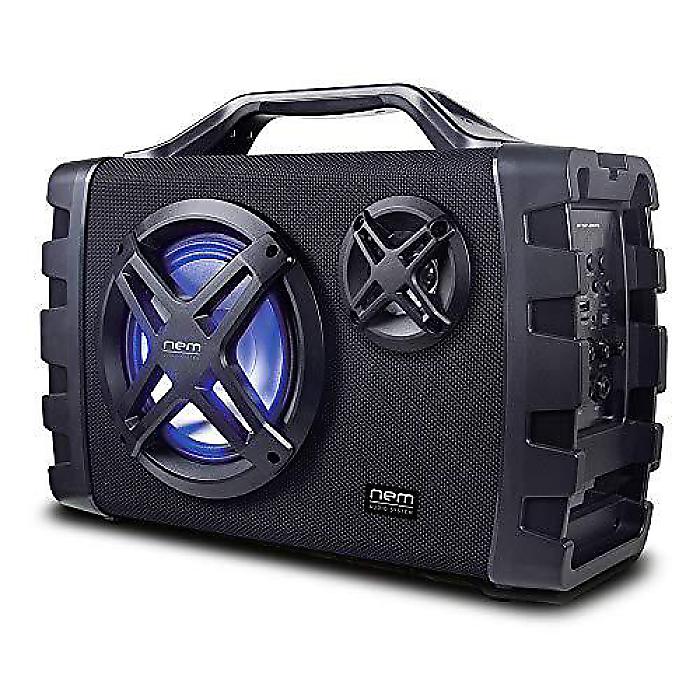 Mobi7eポータブルワイヤレスBluetoothステレオスピーカー Hi-FiエクストラベースUSB録音充電式バッテリーAUX TFカード入力FMラジオMP3マイクギター入力LEDライト(ブラック)