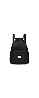 FUXINGYAO Drawstring Backpack Sports Gym Bag with Shoes Compartment, String Cinch for Women Men - Black