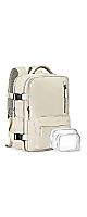 Women's Travel Laptop Backpack 40L Nylon Waterproof Carry-On Bag for Airplane, Gym Essentials, Beige
