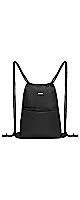 WANDF Drawstring Backpack String Bag Sackpack Cinch Water Resistant Nylon for Gym Shopping Sport Yoga (Black)